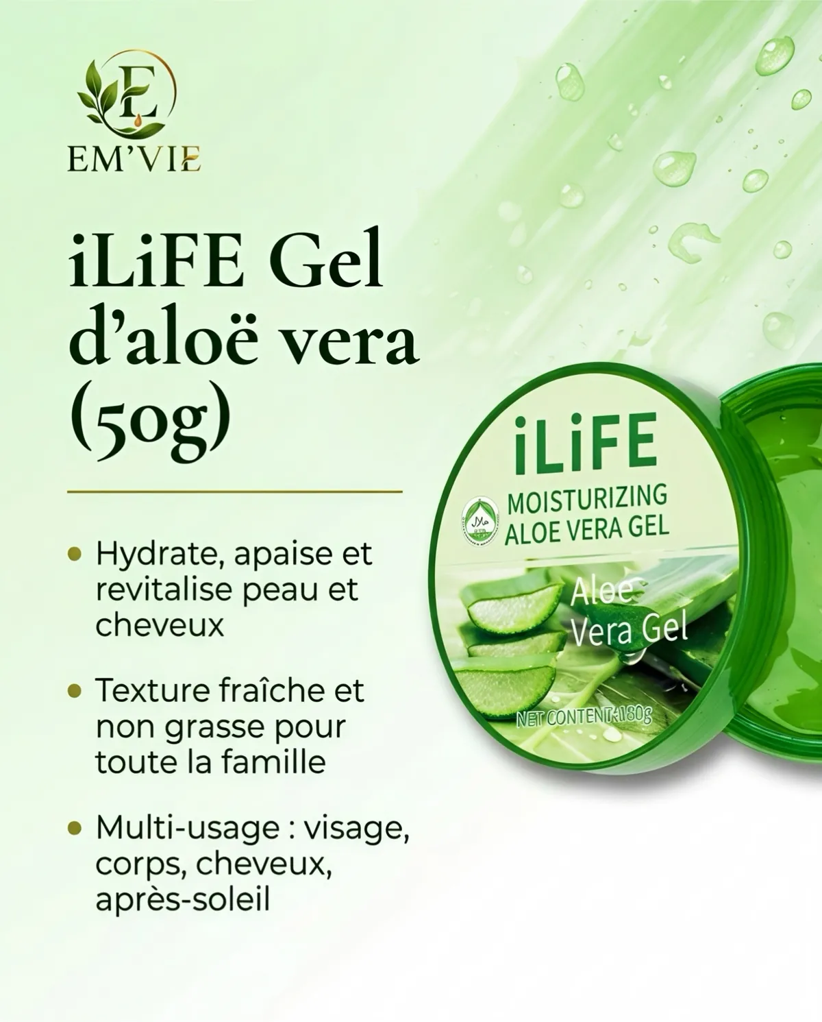 iLiFE Gel d'aloë vera (50g)