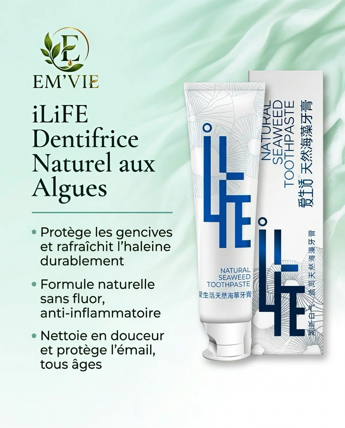 iLiFE Dentifrice Naturel aux Algues