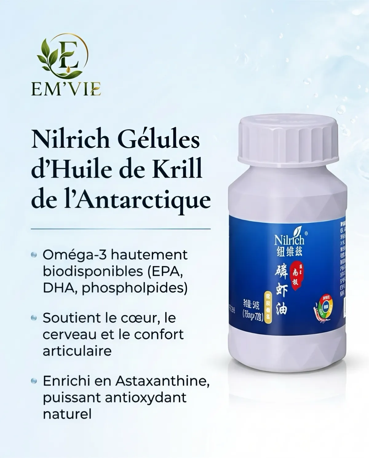 Nilrich Gélules d'Huile de Krill de l'Antarctique