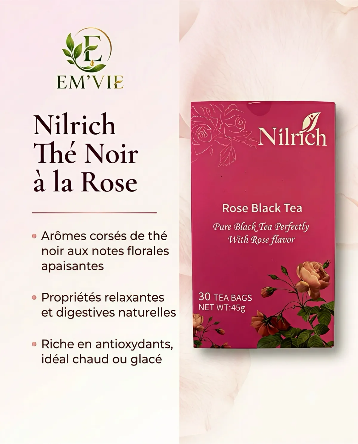 Nilrich Thé Noir à la Rose